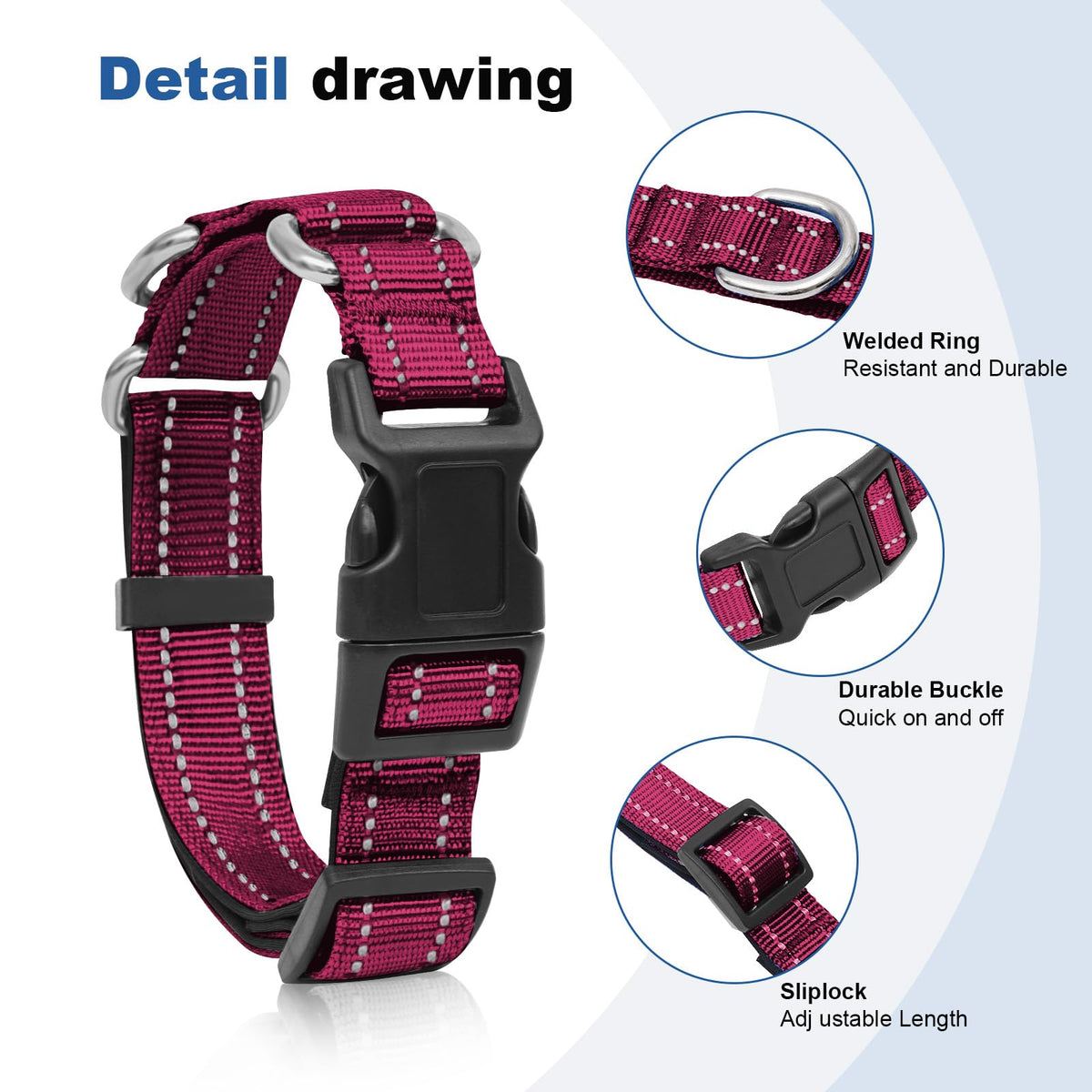 GDLKPS Animal Collar in XS:3/4" Wide for 11.5"-13.5" Neck, Crimson