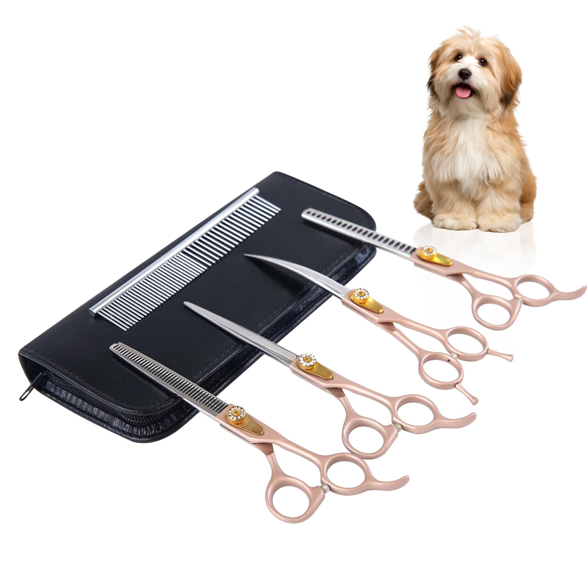 hyzrqwyw Scissors in 4 pieces - Professional Kit, Rose Gold
