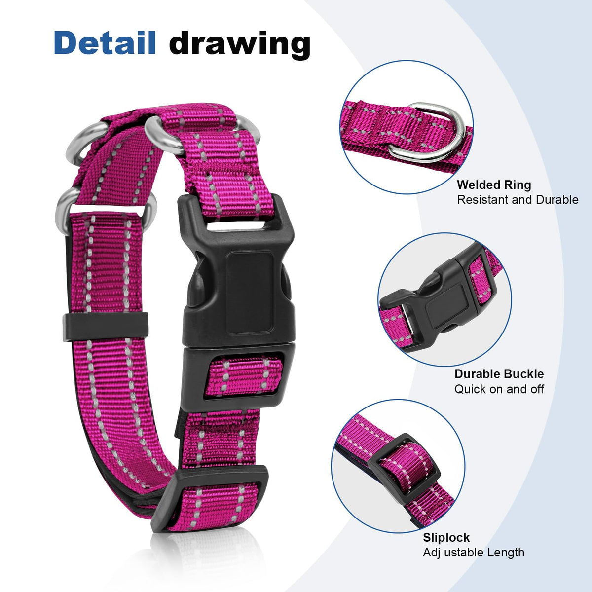GDLKPS Animal Collar in XS:3/4" Wide for 11.5"-13.5" Neck, Rose Red