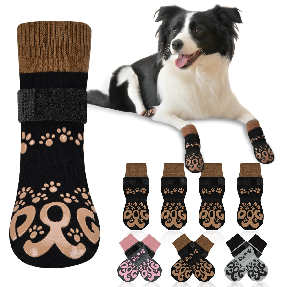 ROUWINNE Paw Hoof Protector in XS(Pack of 4), Black and Caramel