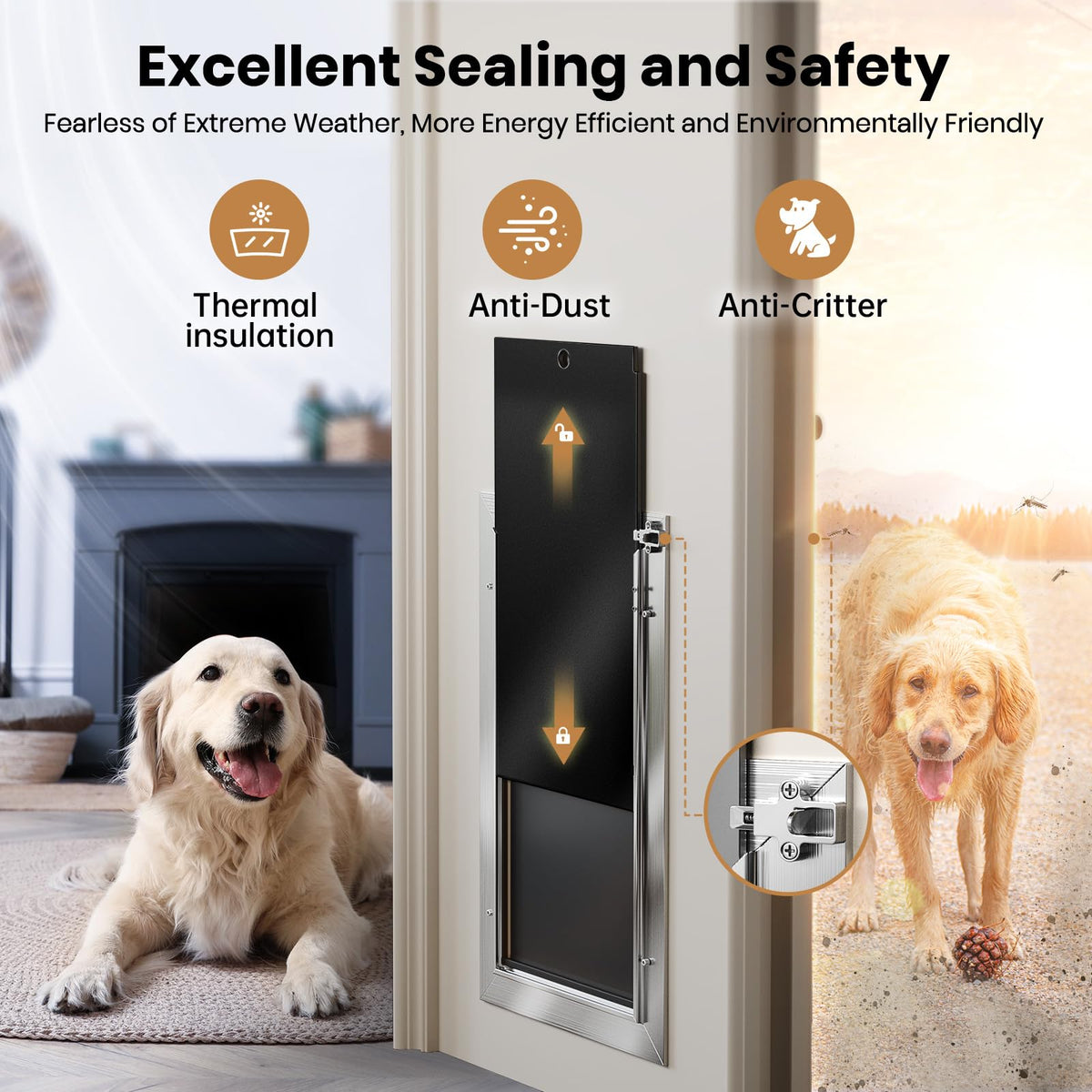 VOSOIR Pet Door in Large, Silver