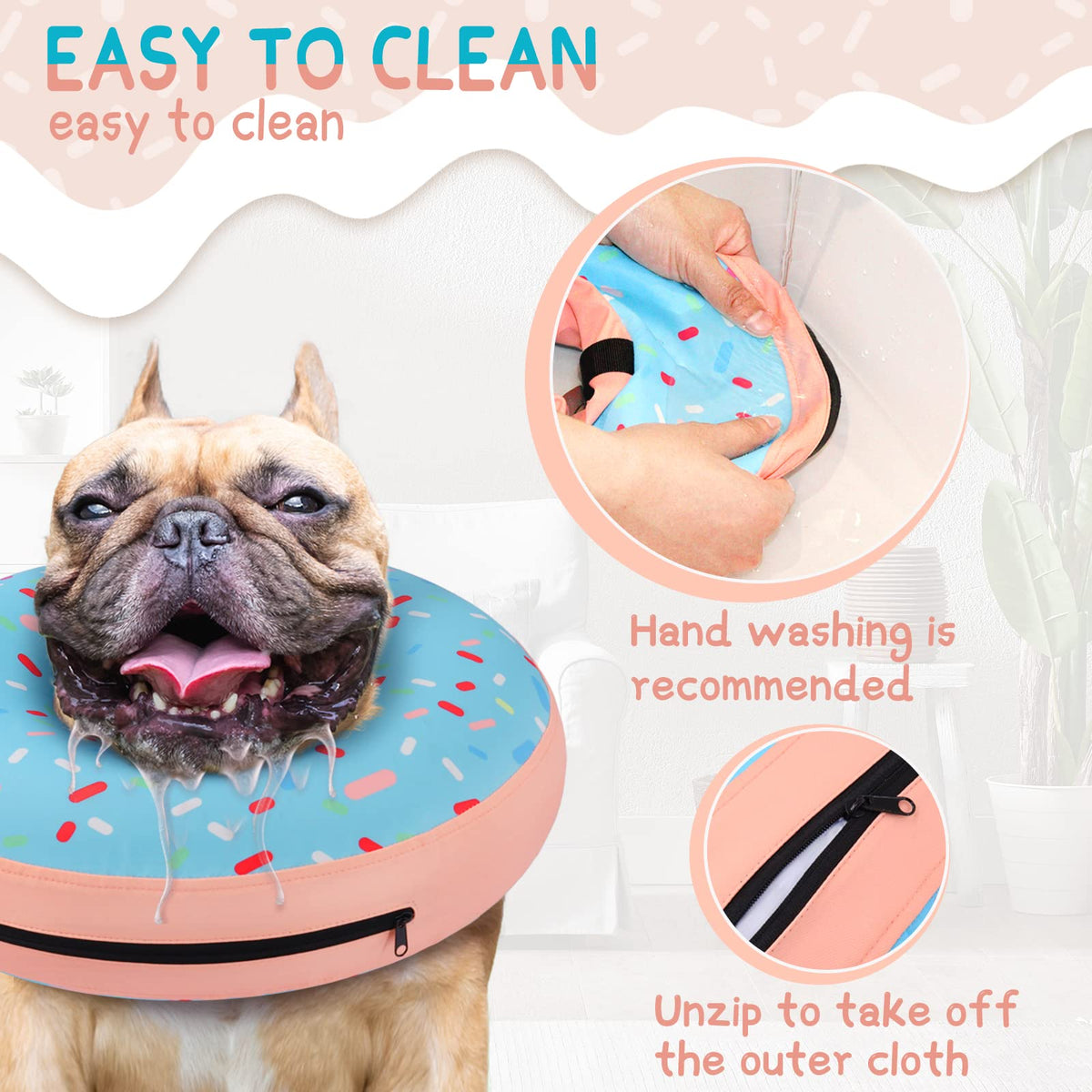 Supet Animal Recovery Collar Cone in XS(Neck 4"-7"), Donut Blue