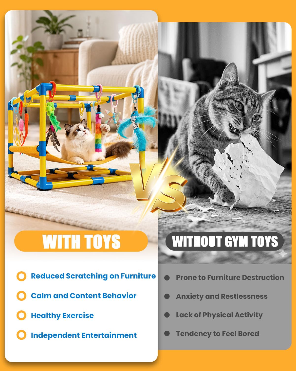 Grevigily Pet Toy in 23.6x15.7x15.7inch, Yellow + Blue