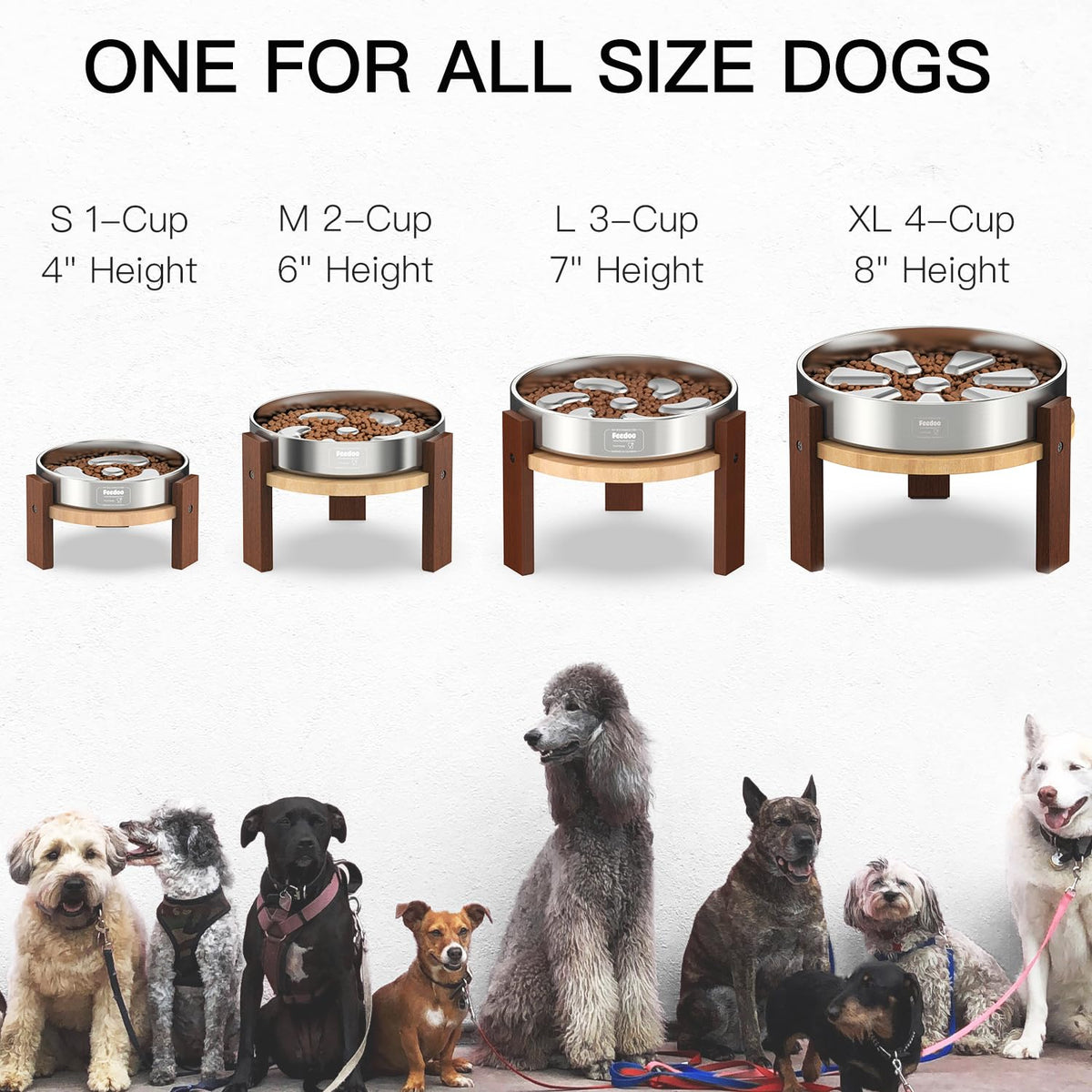 Feedoo Pet Feeder in 8" Height 4-Cup Slow Feeder