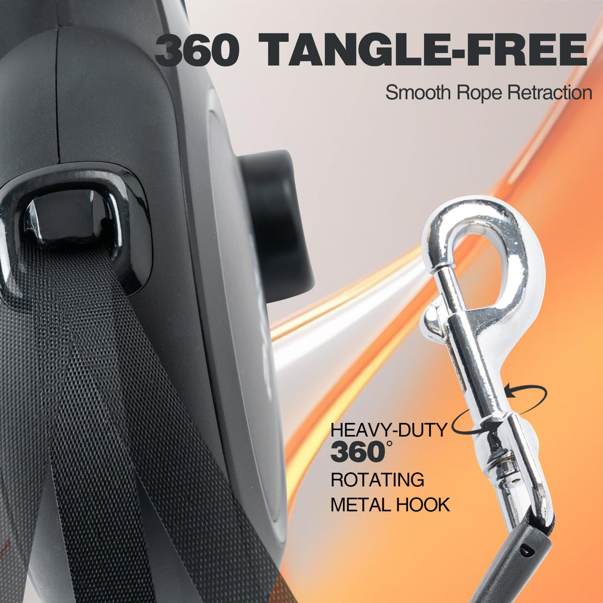 Pina Leash in 26 ft, Black