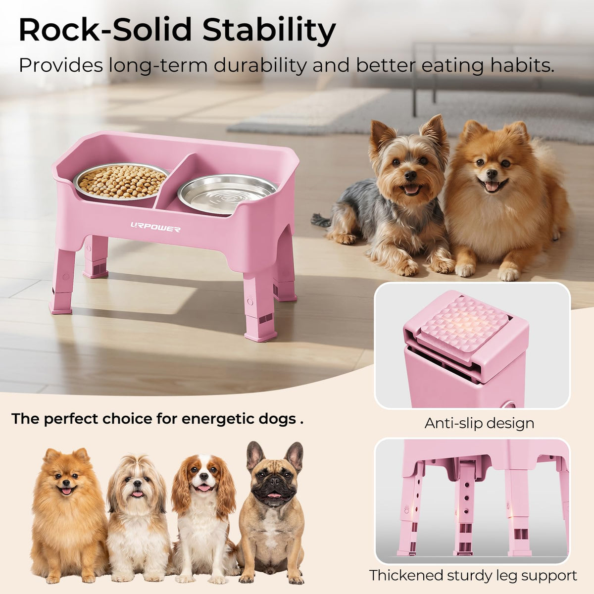 URPOWER Pet Feeder in Small, Pink