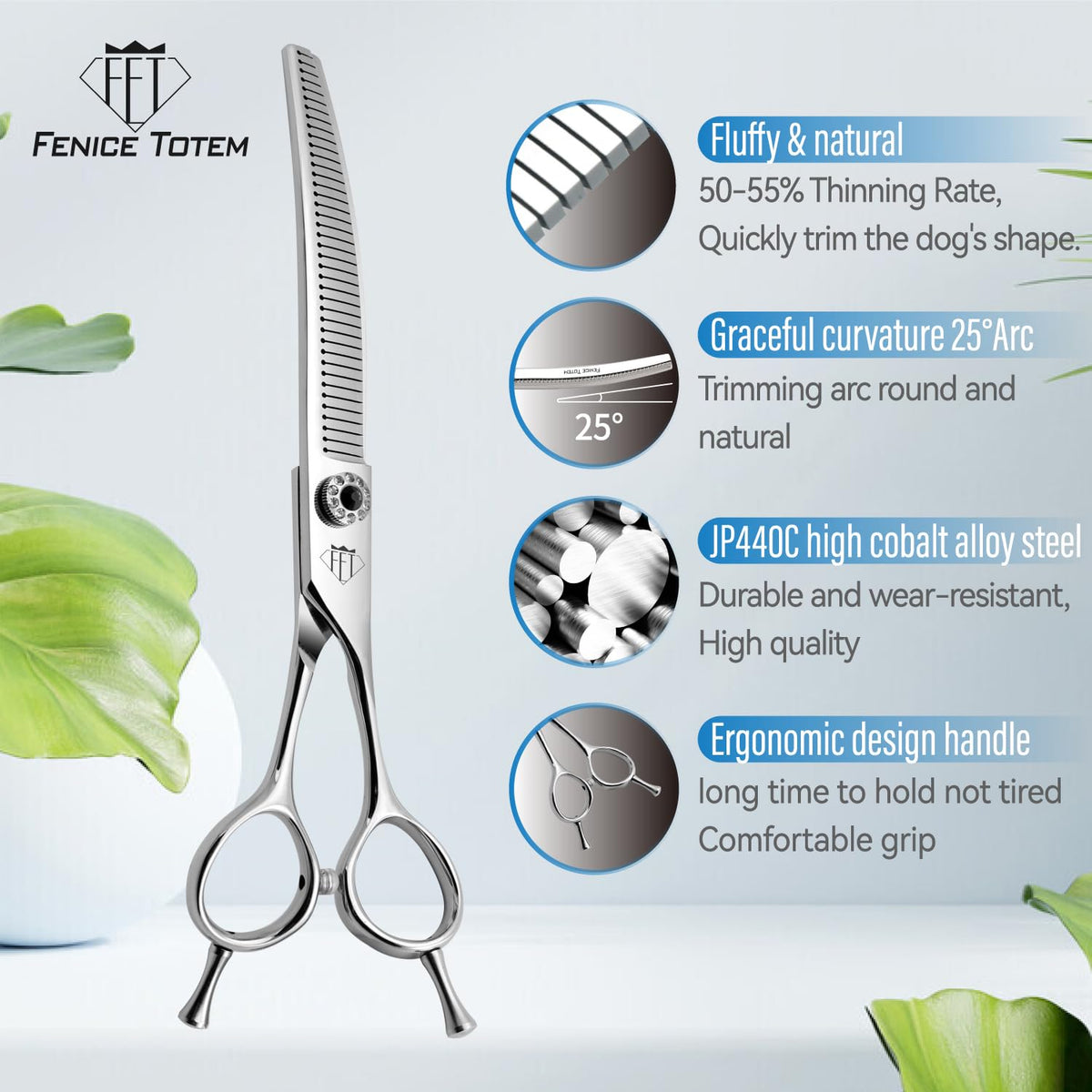 FENICE TOTEM Scissors in 7.0 inch, Curved Blender