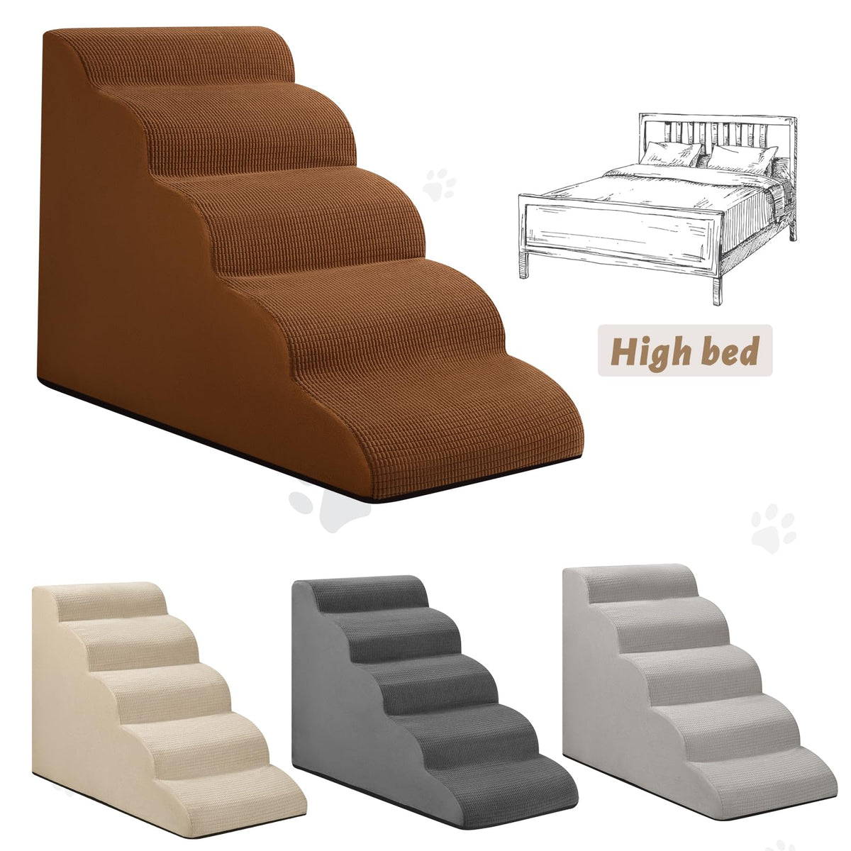 aodisman Animal Stair in Standard 5-Step 22.2"H, Brown