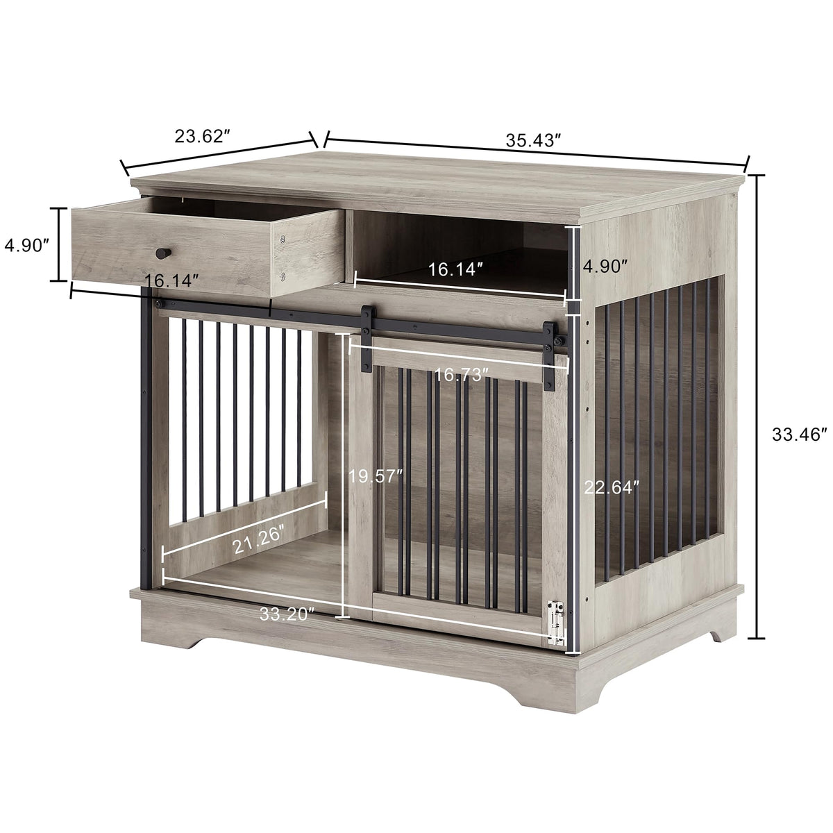 NicBex Animal Cage in 35.4"L x 23.6"W x 33.5"H, Grey
