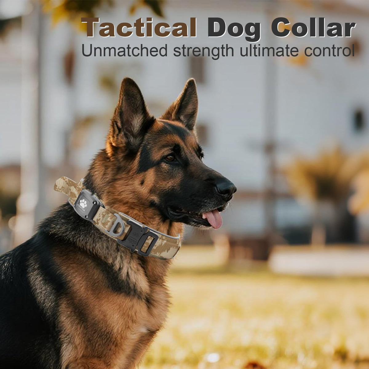 YaoTya Animal Collar in M(15"-18.5"), Camouflage Khaki