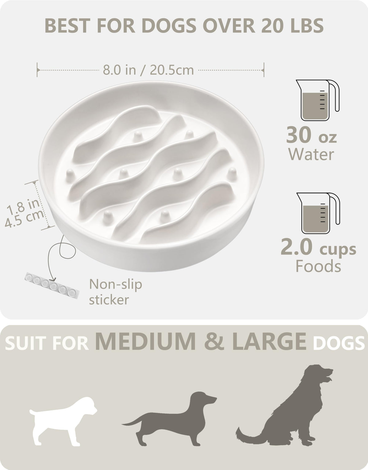 MOPANG Pet Feeder in 8 Inches, White