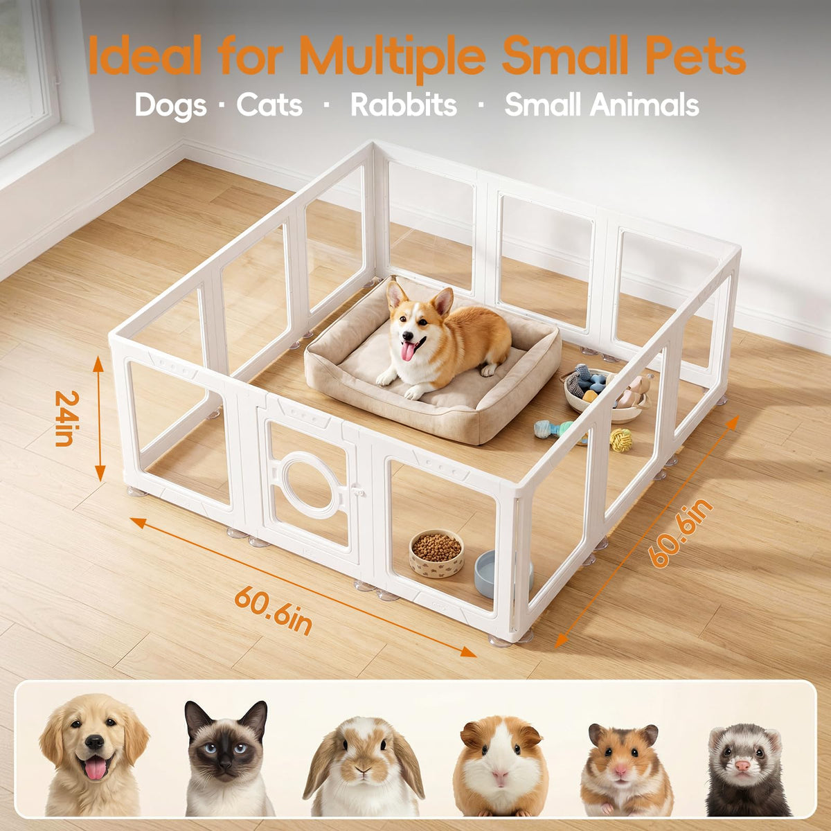 JEKO&JEKO Pet Playpen in Medium, White