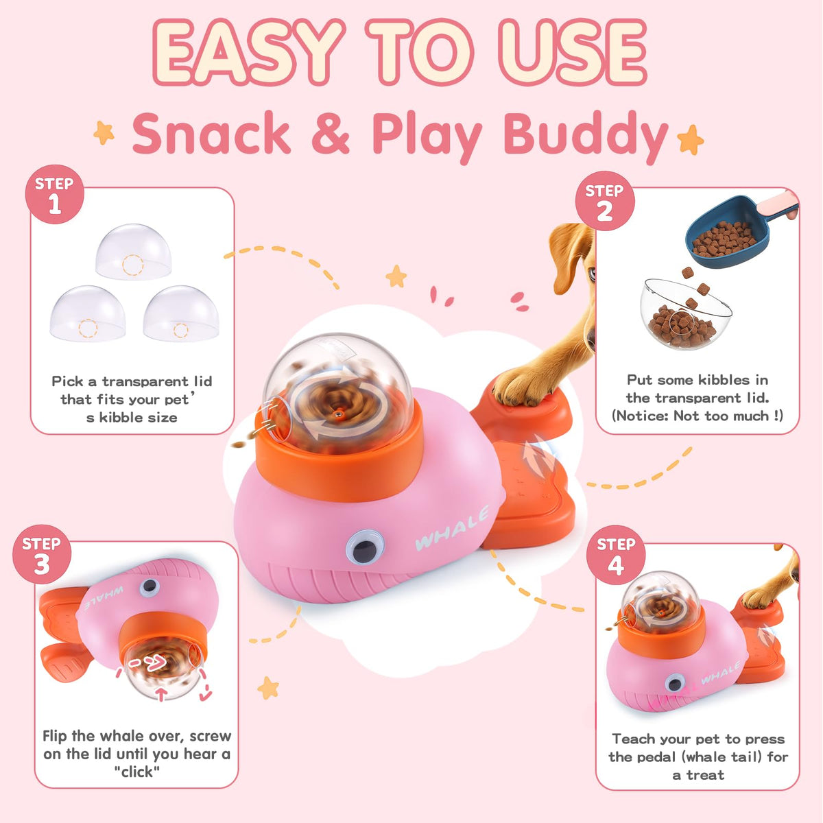 Star&Mi Pet Feeder in Whale-Pink