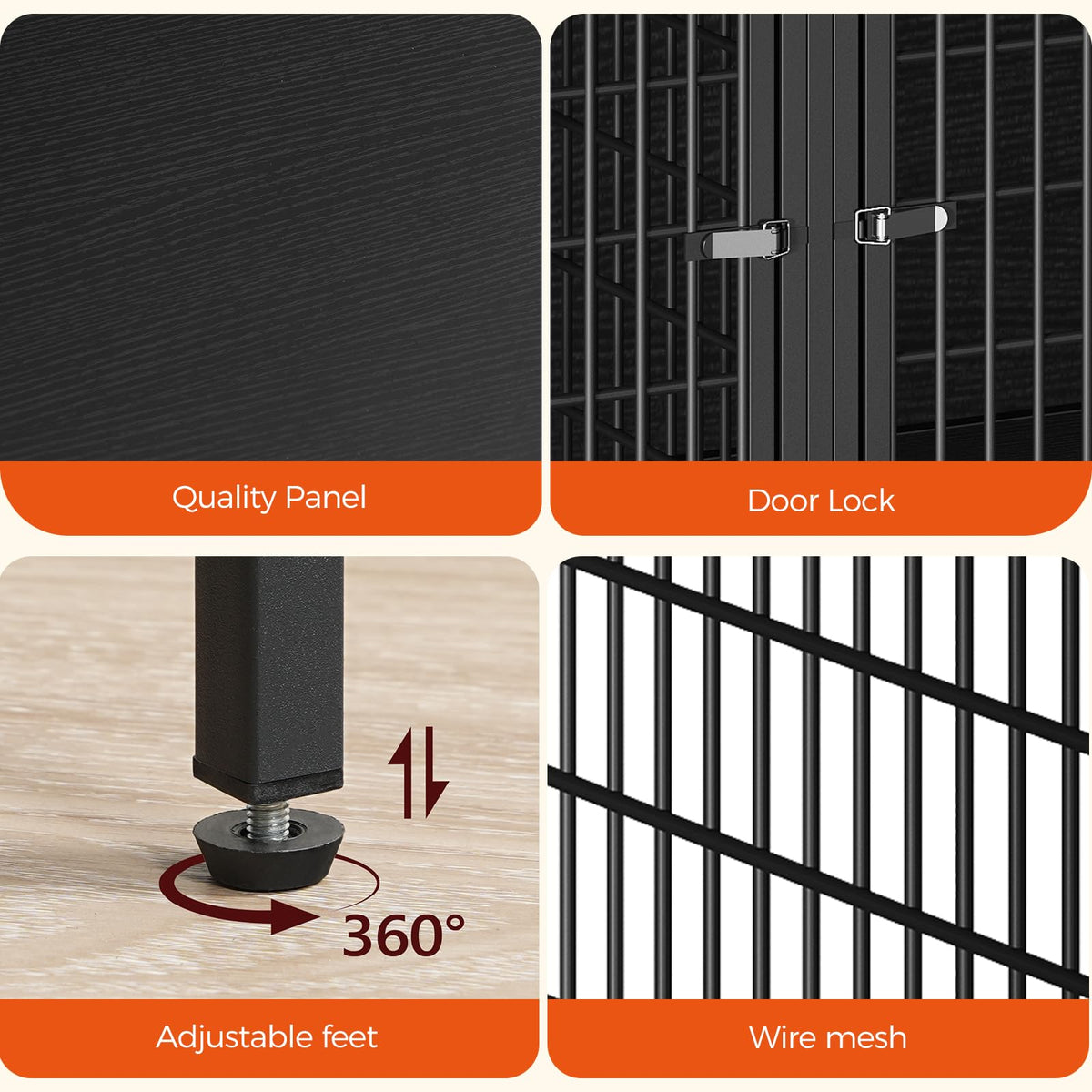 MAHANCRIS Animal Cage in 43.3"L x 21.7"W x 26.4"H, Black