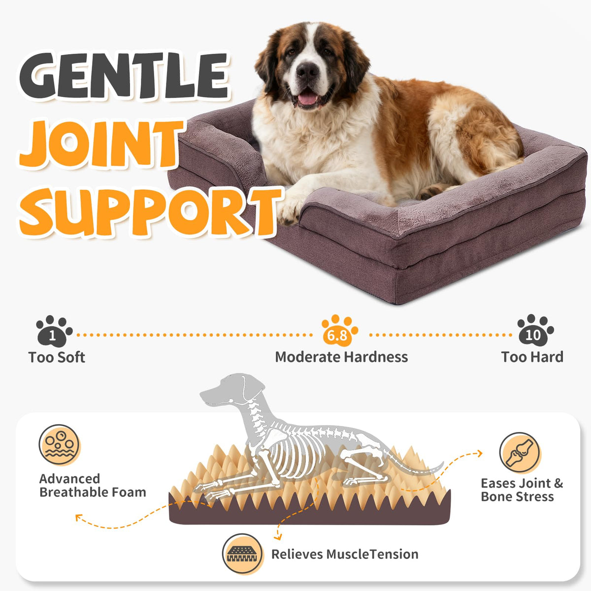 Makigued Pet Bed Mat in 42"L x 32"W x 6.7"Th, Dark Brown