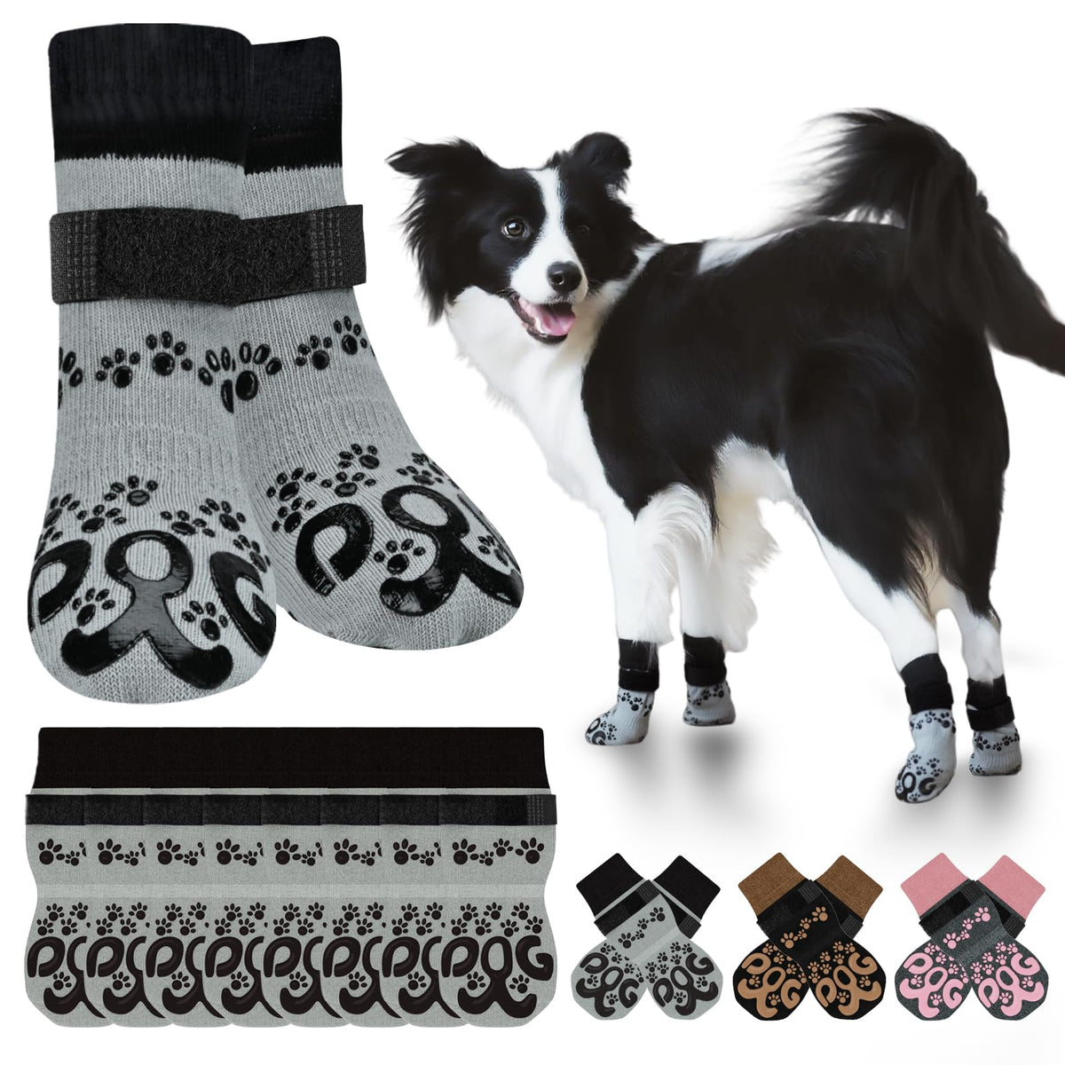 ROUWINNE Paw Hoof Protector in S(Pack of 8), Light Grey and Black