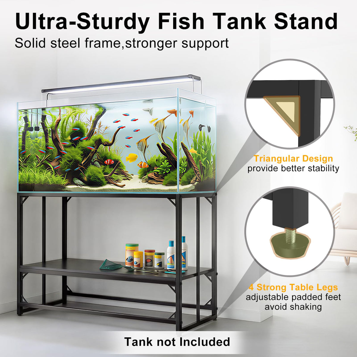 MEWSDEN Item Stand in (50 Gallon)47.8"x19.7", Black
