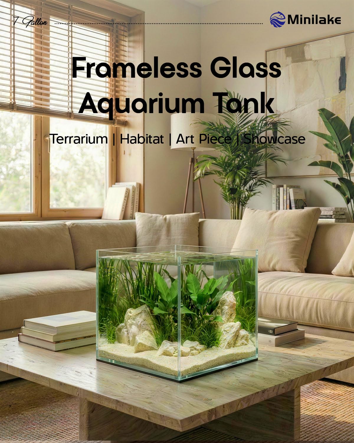 minilake Vivarium in 7 Gallon Cube, Transparent