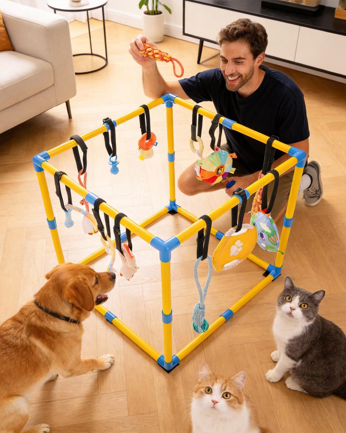 Grevigily Pet Toy in 23.6x15.7x15.7inch, Yellow + Blue
