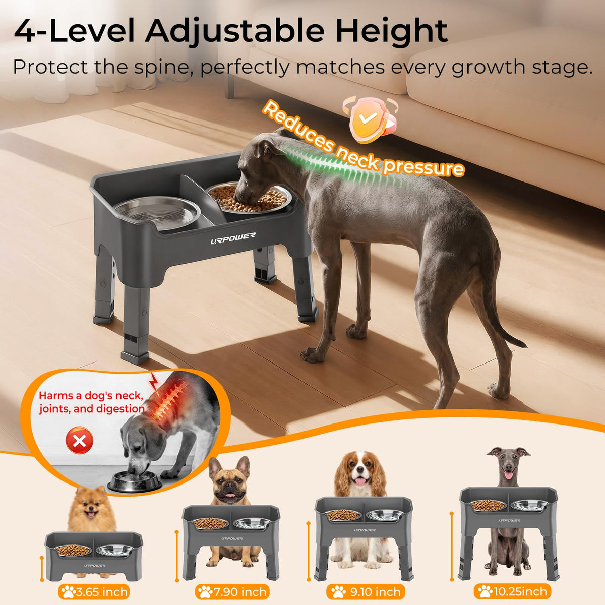 URPOWER Pet Feeder in Small, Grey
