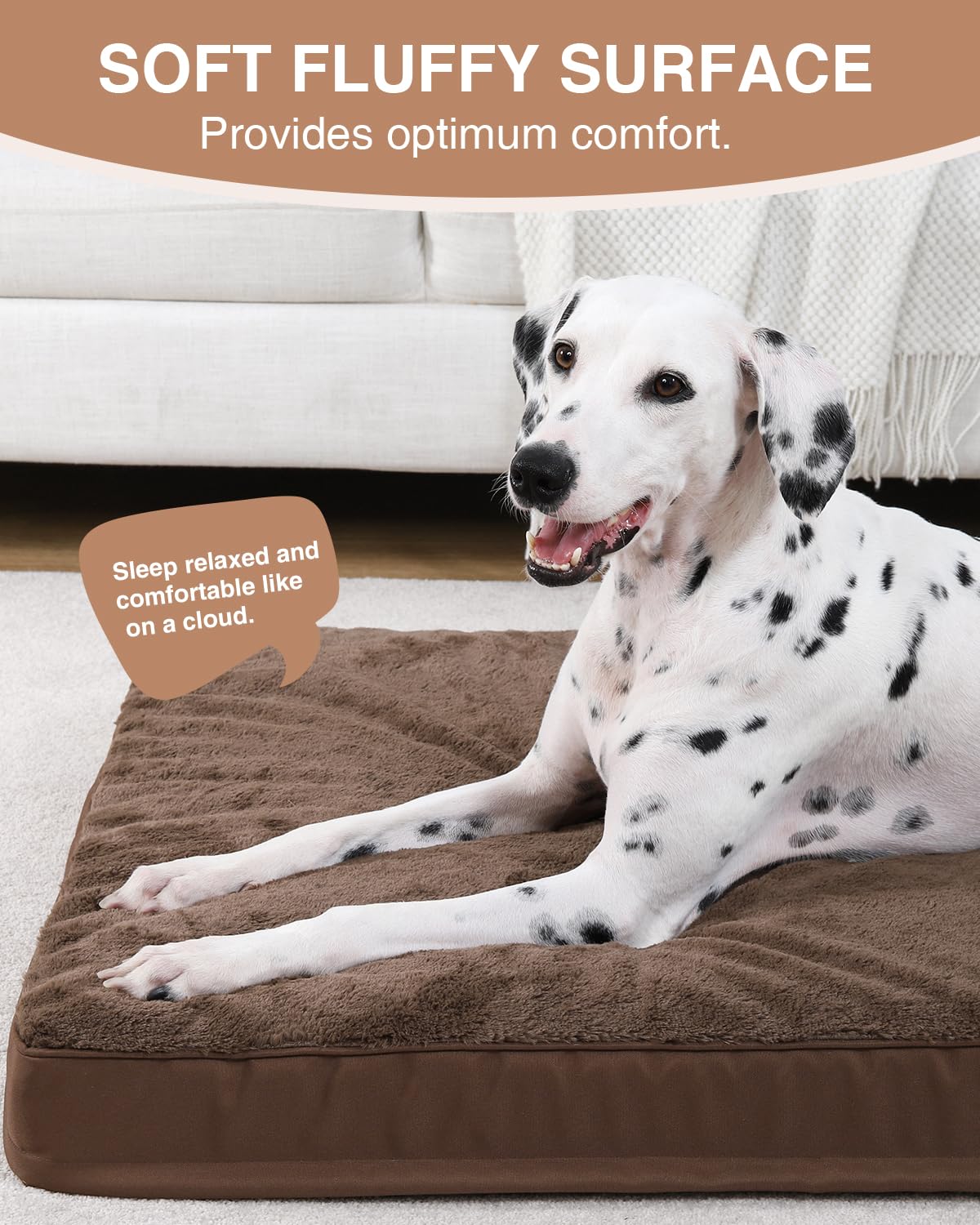 KSIIA Pet Bed Mat in 35.0"L x 22.0"W x 3.0"Th, Brown