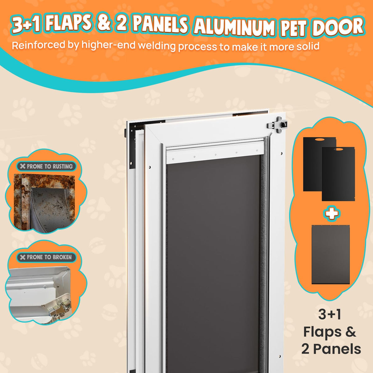 Tiylibe Pet Door in Large, White