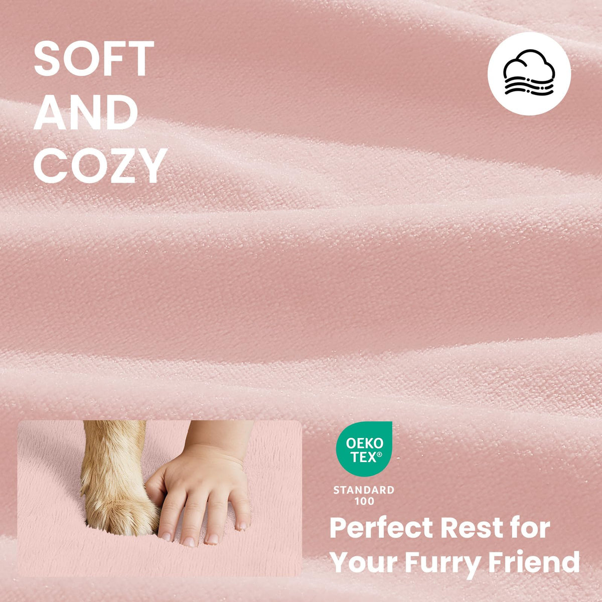 OhGeni Pet Bed Mat in 41" x 28" x 4" (For Crate), 02-Pink
