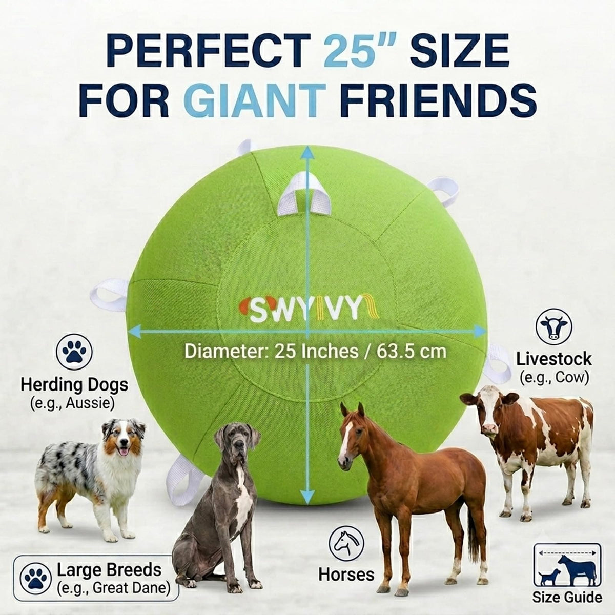 SWYIVY Recreation Ball in 25", Green Straps Ball Cover with Ball