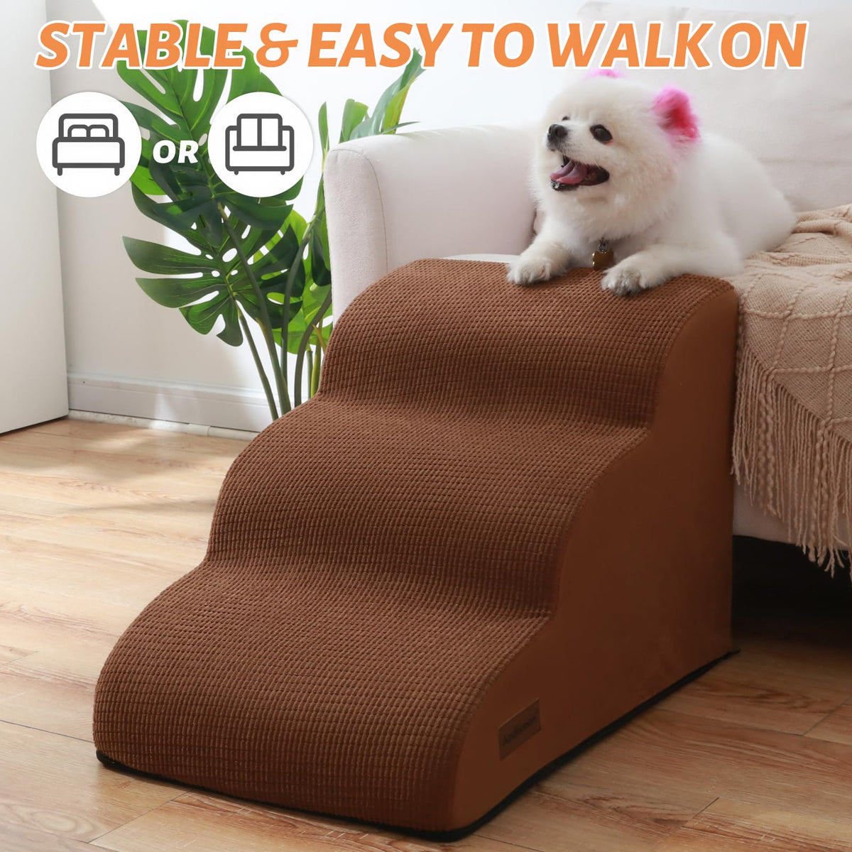 aodisman Animal Stair in Standard 3-Step 15.7"H, Brown
