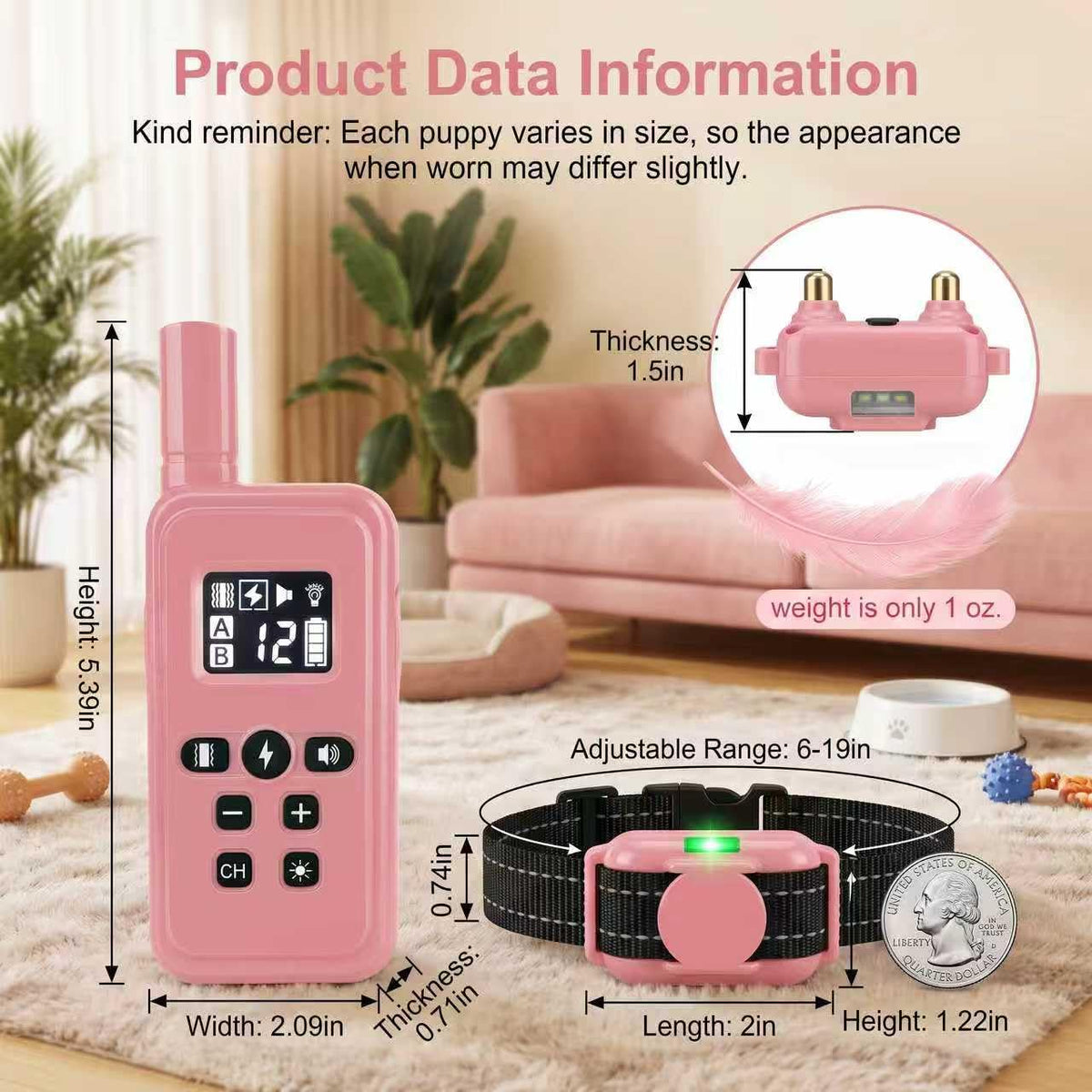 FASHILEAD Animal Collar in Small, Pink