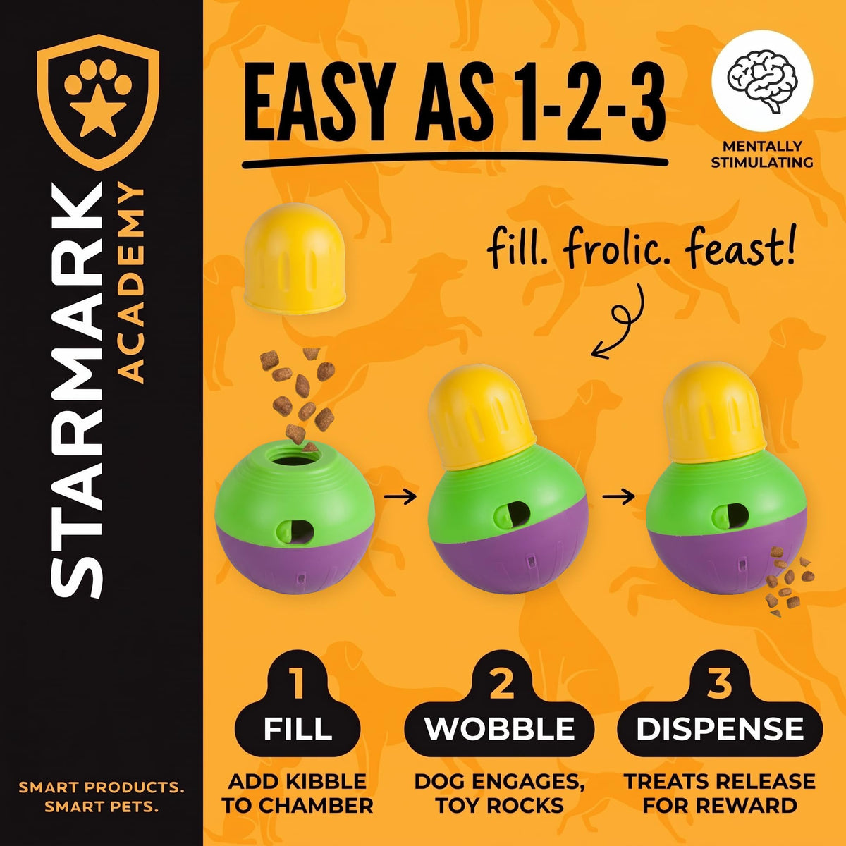 Starmark Pet Toy in Small, Green, purple, and yellow