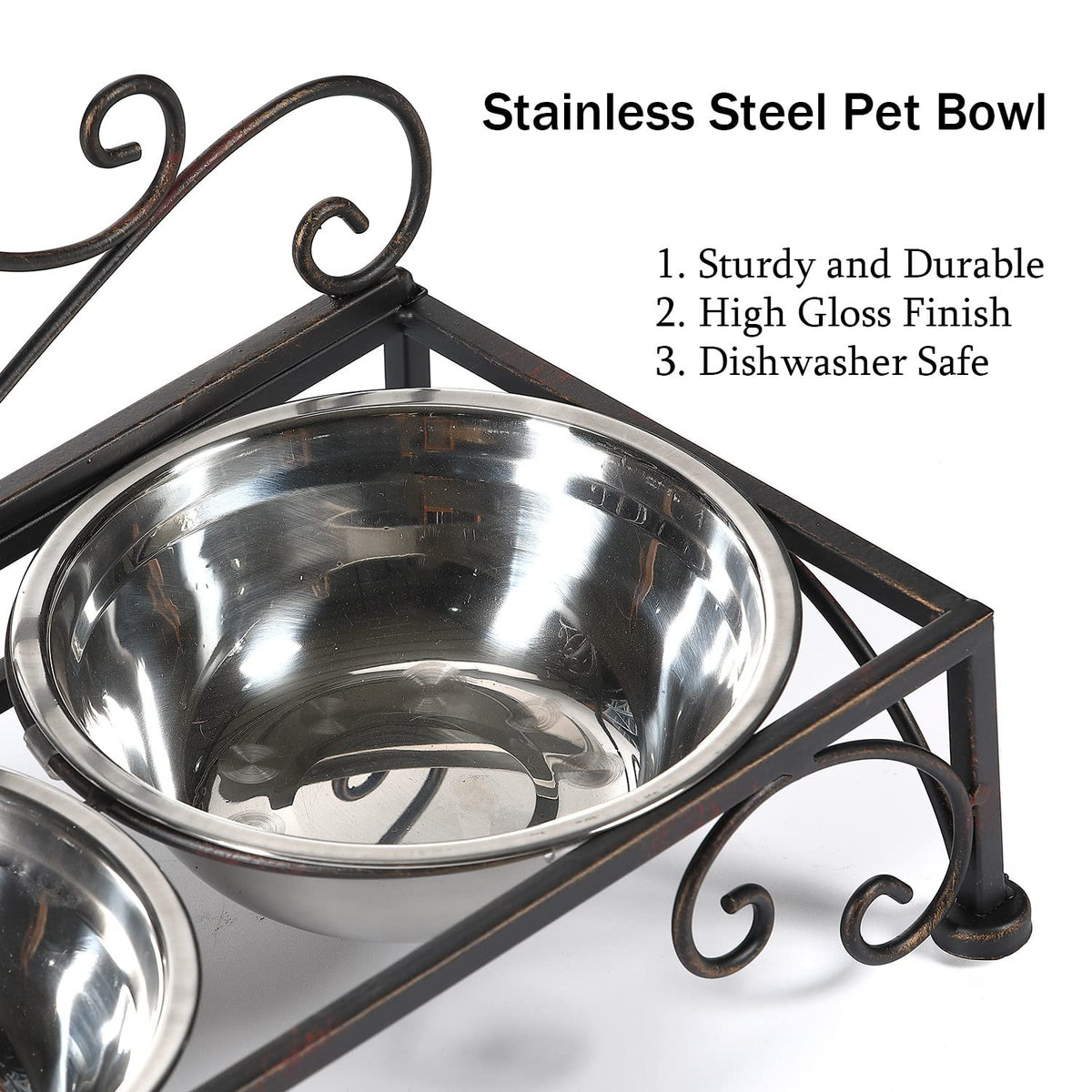Aifeorzo Pet Feeder in 3.54" Height Black, black