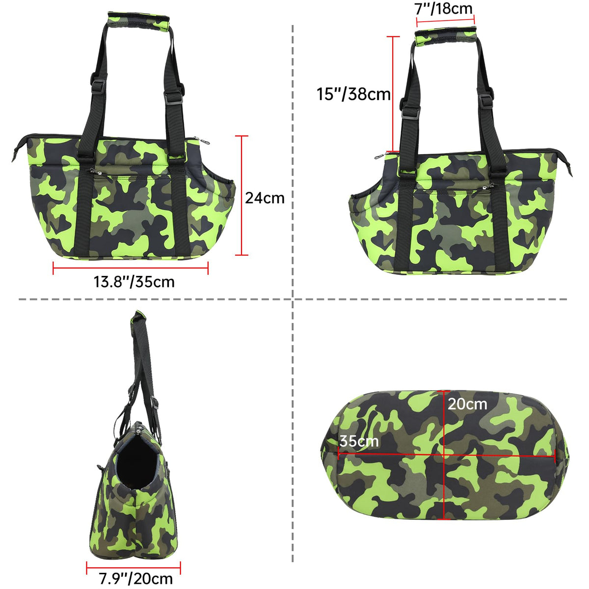 DELTAMANN Animal Carrier in 13.8"L x 5.0"W x 9.5"H, Camouflage Green