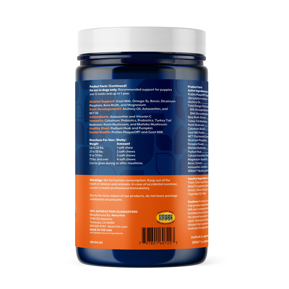 NaturVet Animal Vitamin in Puppy- 60 Soft Chews, Life Stages