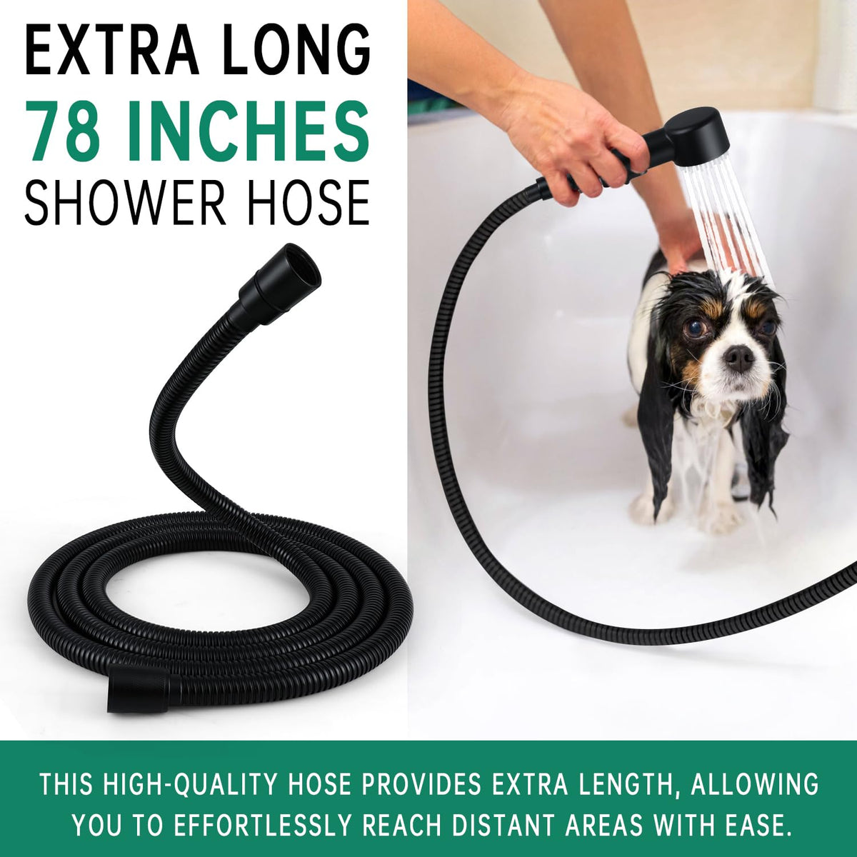 V-Frankness Showerhead in 78 Inches Hose, Matte Black