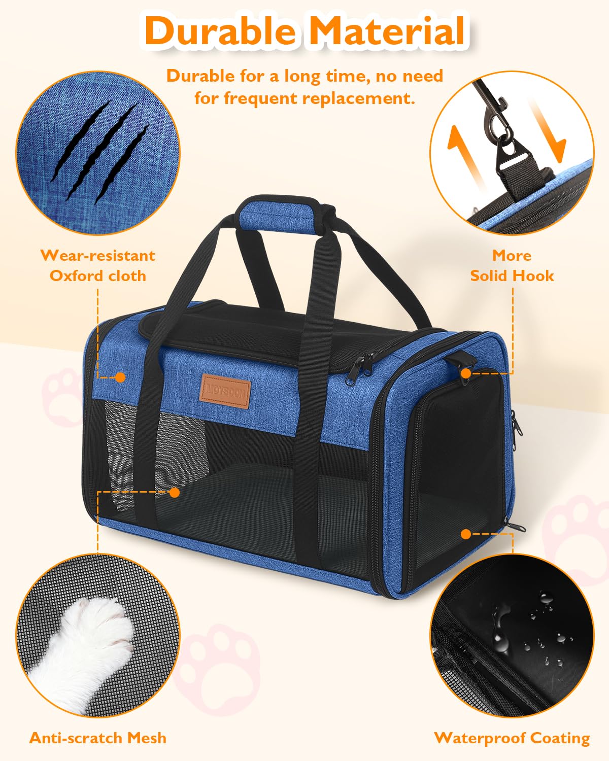 Petux Animal Carrier in 17.0"L x 11.0"W x 9.5"H, Blue