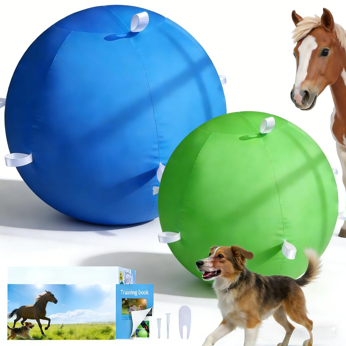 SWYIVY Recreation Ball in 25", Blue & Green Straps Ball Cover Kit + Ball