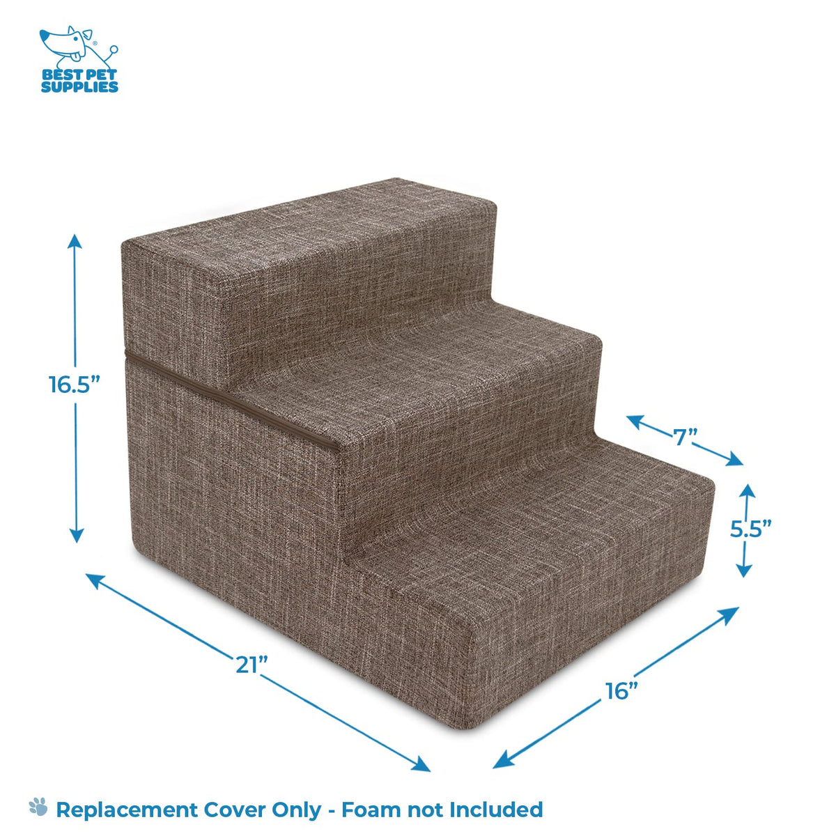 Best Pet Supplies Animal Stair in H: 16.5 Inches (Foldable), Brown Linen