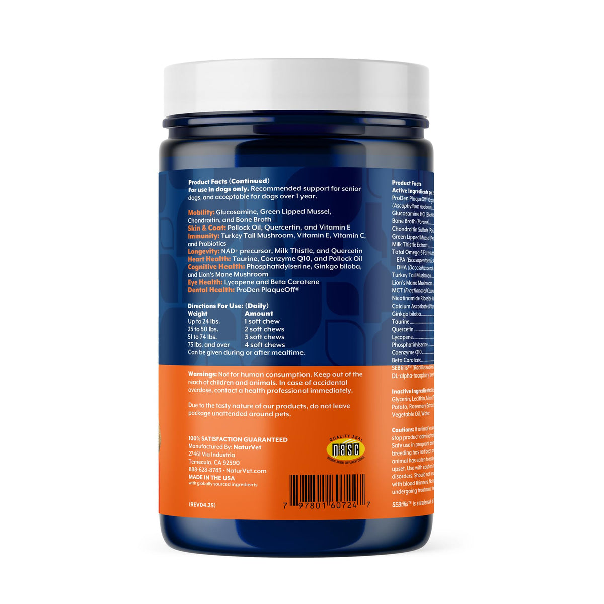 NaturVet Animal Vitamin in Senior- 60 Soft Chews, Life Stages