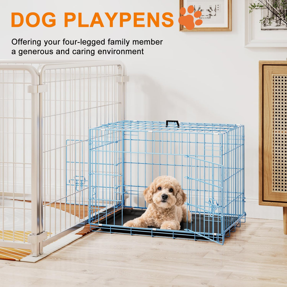 FDW Animal Cage in 24.0"L x 16.0"W x 19.0"H, Blue
