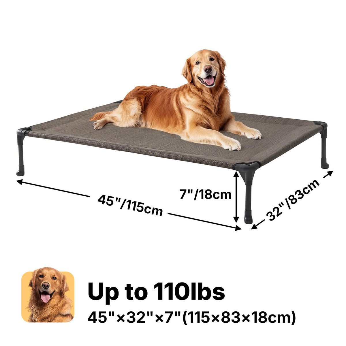 Veehoo Pet Bed Mat in 45.0"L x 33.0"W x 7.0"Th, Brown