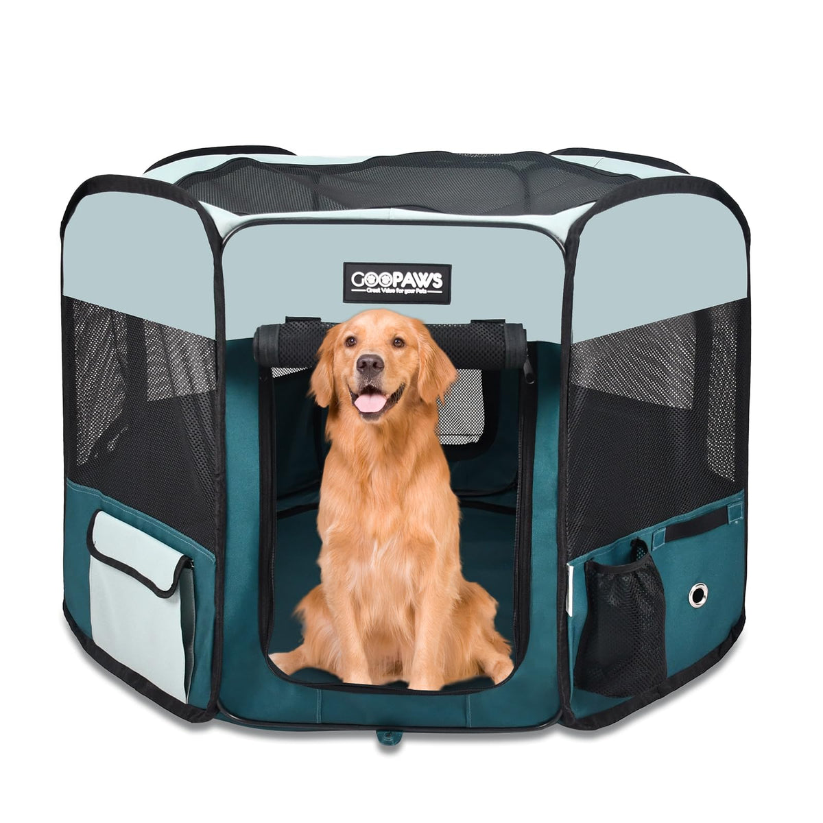 JESPET Pet Playpen in 61 x 61 x 30 inches, Teal Blue