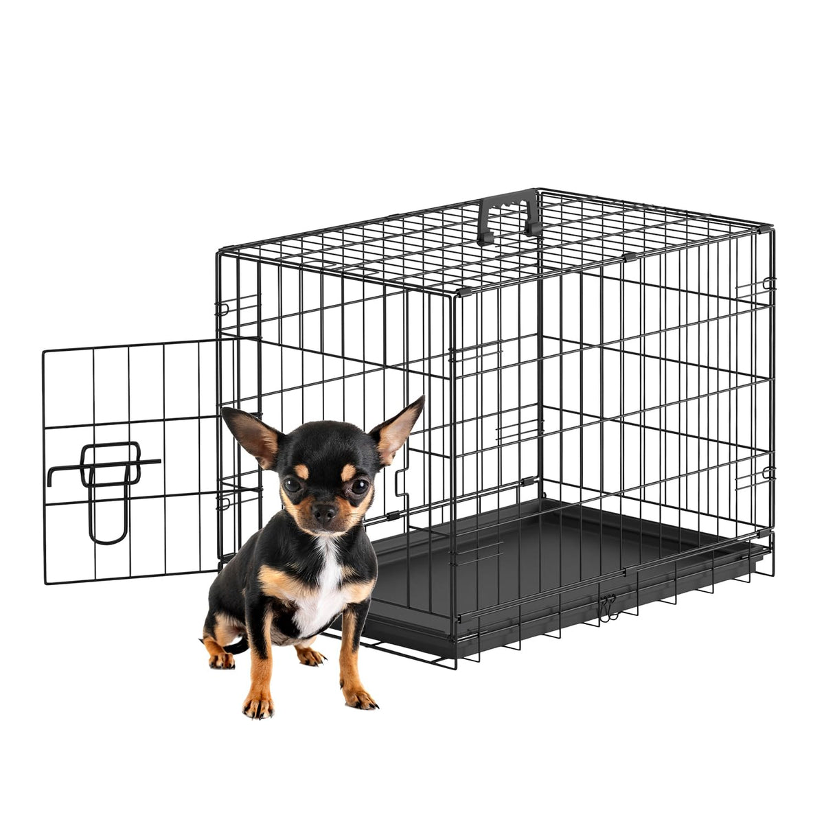 FDW Animal Cage in 24.0"L x 16.0"W x 19.0"H, Black