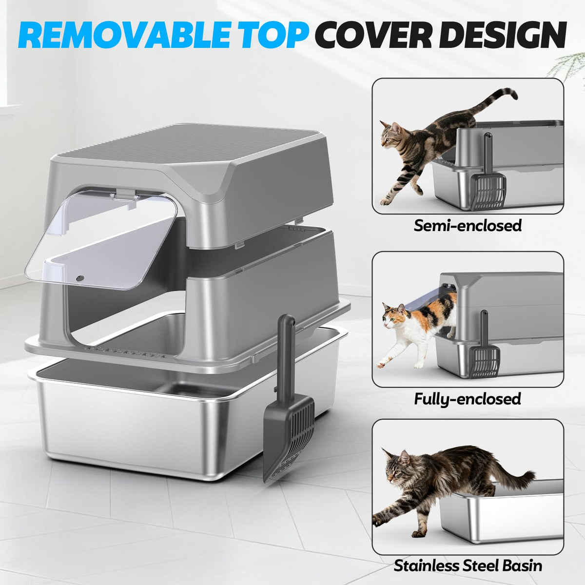 WoofiGo Litter Box in Extra Large, 14 - Light Gray (Pack of 1)