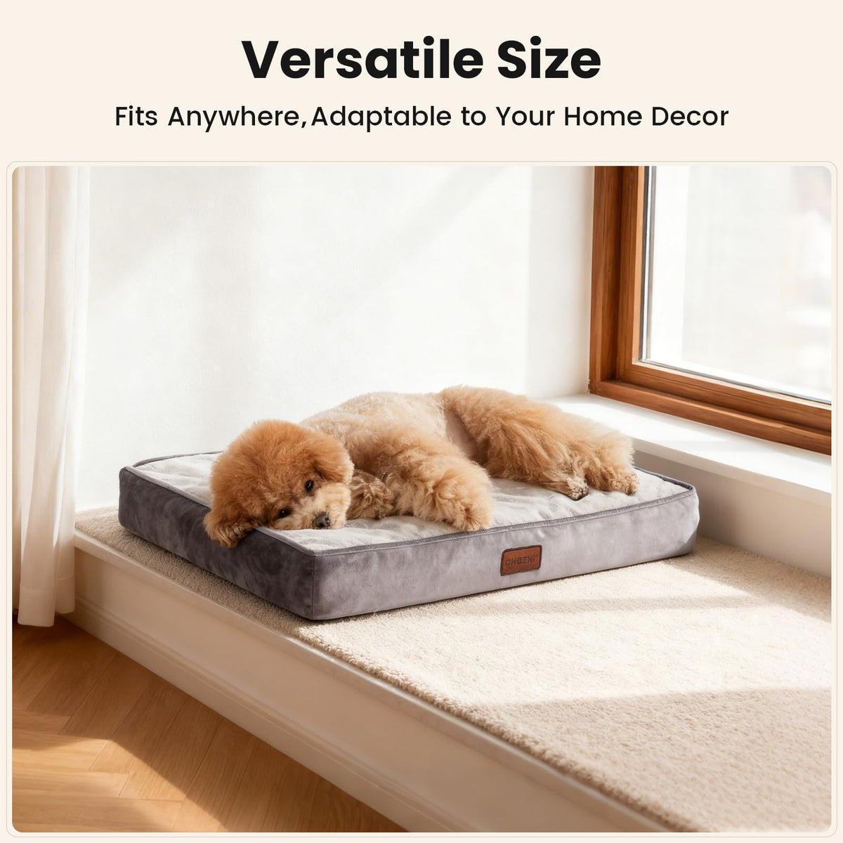 OhGeni Pet Bed Mat in 24"x 16"x 3” (For Sprawling), 01-Gray