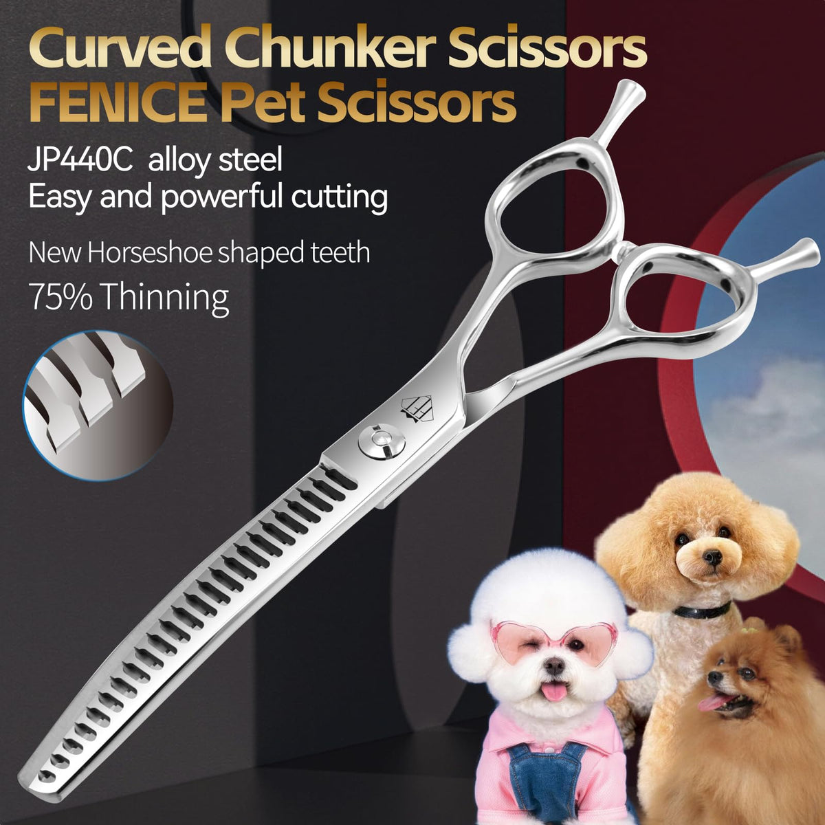 FENICE TOTEM Scissors in 6.5 inch, Curved Chunker