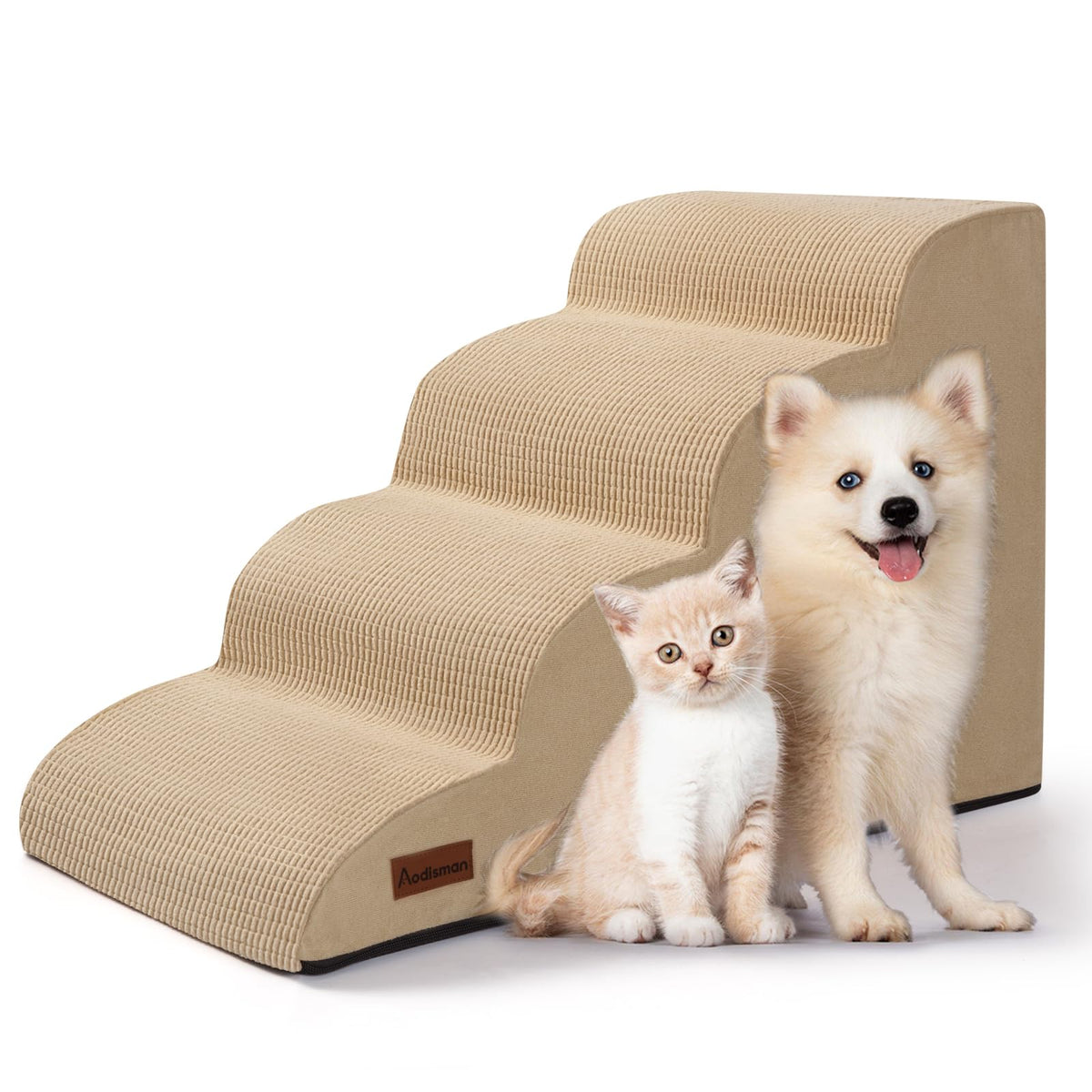 aodisman Animal Stair in Standard 4-Step 17.4"H, Khaki