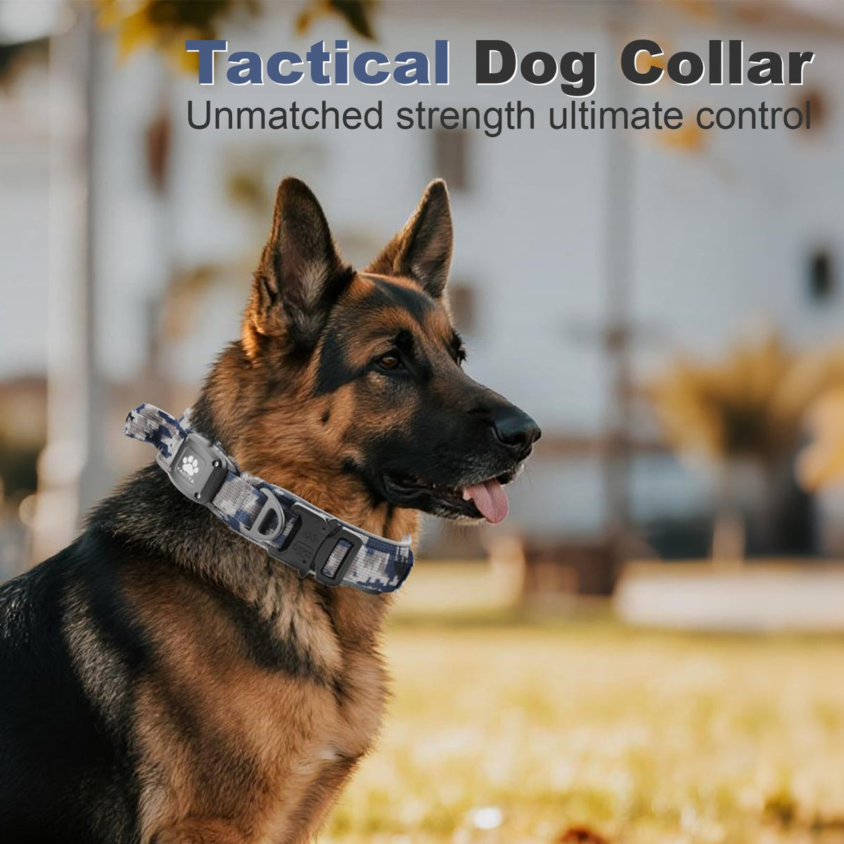 YaoTya Animal Collar in M(15"-18.5"), Camouflage Grey