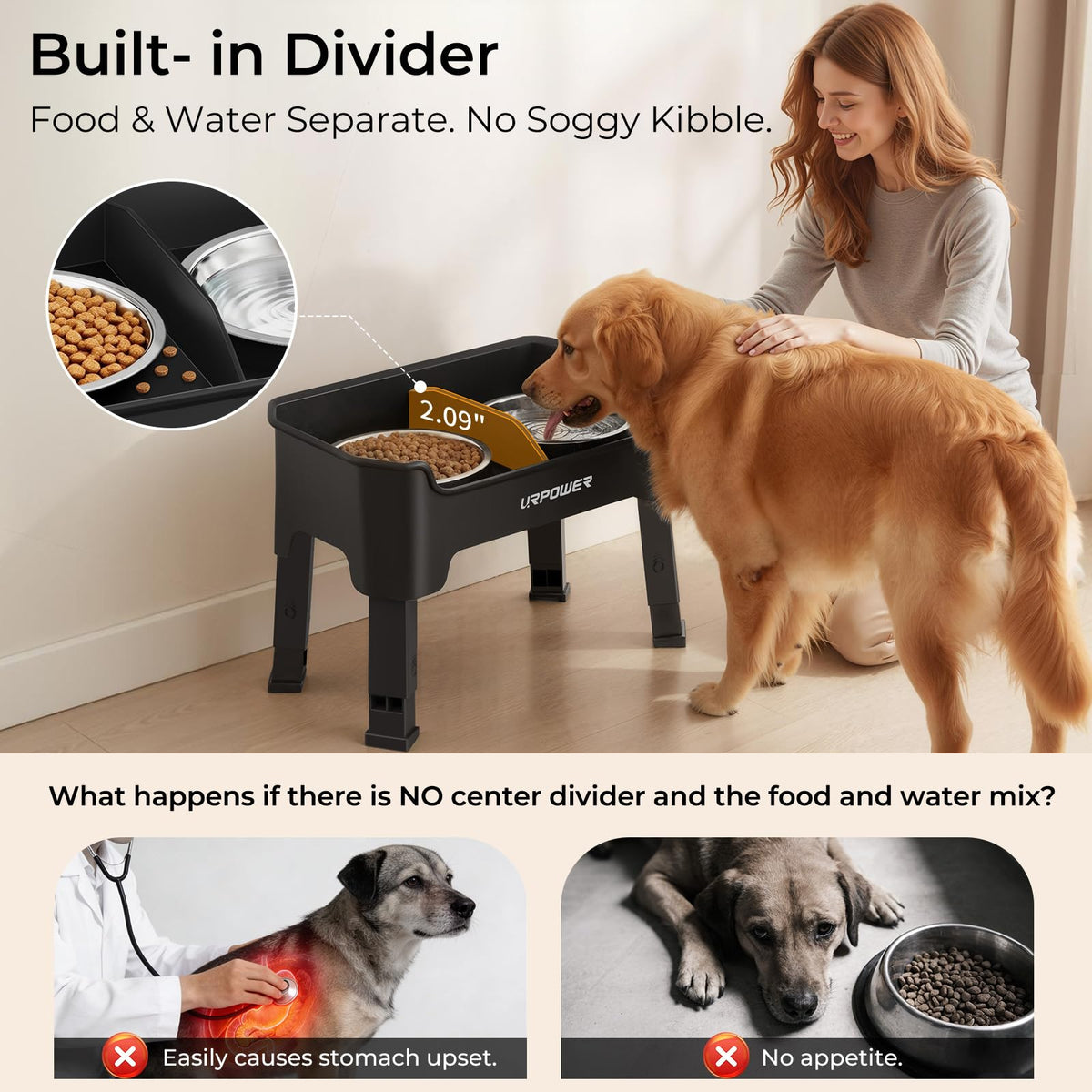 URPOWER Pet Feeder in Medium, Black