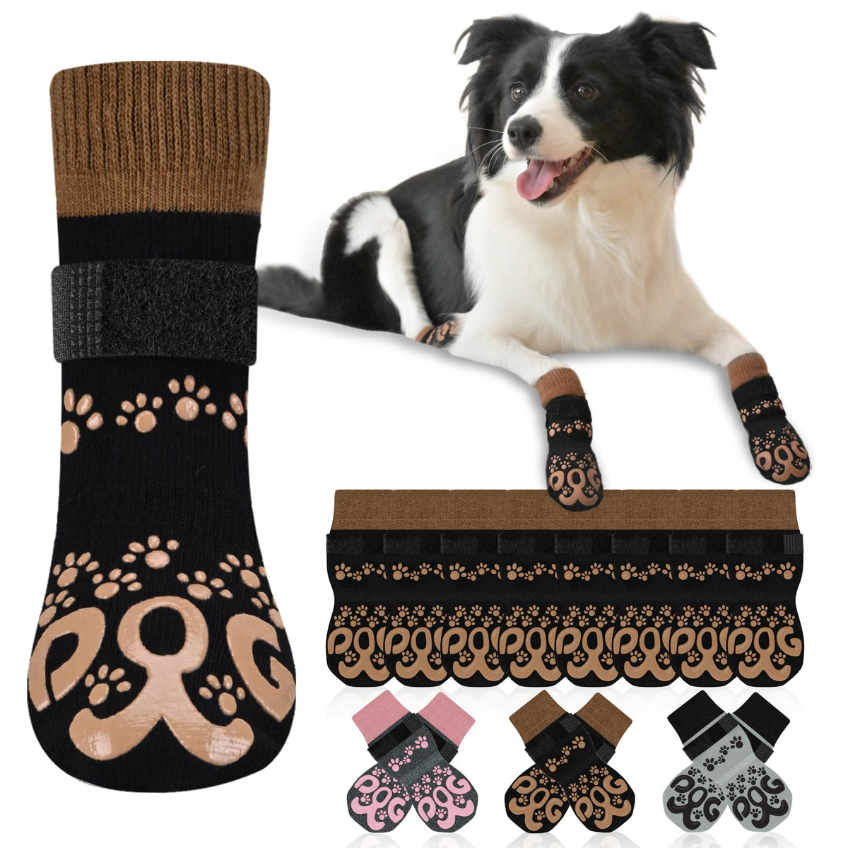 ROUWINNE Paw Hoof Protector in S(Pack of 8), Black and Caramel